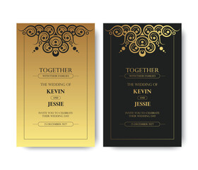 Elegant Decorative Wedding Invitation Design with Ornamental Swirl Pattern