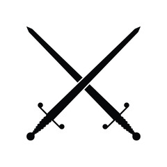 Two Crossed Medieval Swords Silhouette Artwork
