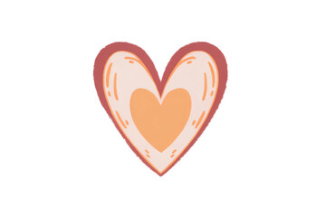 Fototapeta premium Single layered heart illustration in warm peach and orange tones with soft brushstroke textured artistic style, isolated on a transparent background