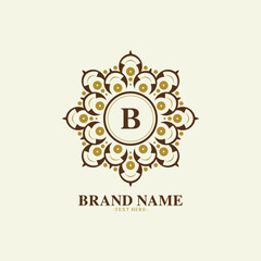 Elegant Ornate Mandala with Letter B Logo Design
