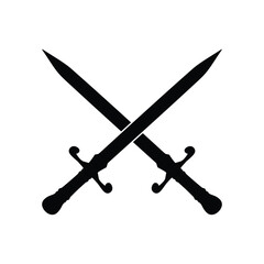 Silhouette Icon Featuring Two Crossed Medieval Swords