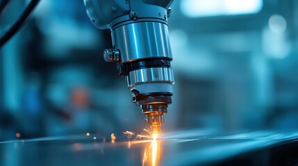 A state-of-the-art laser cutting machine focused on precision work, exemplifying modern technology's power in industrial production and manufacturing processes.