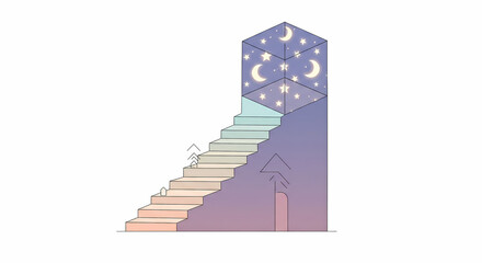 Obraz premium Staircase Leading to a Starry Night Sky Box 