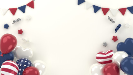 Fototapeta premium Patriotic Balloons and Bunting 4th of July or Memorial Day Background