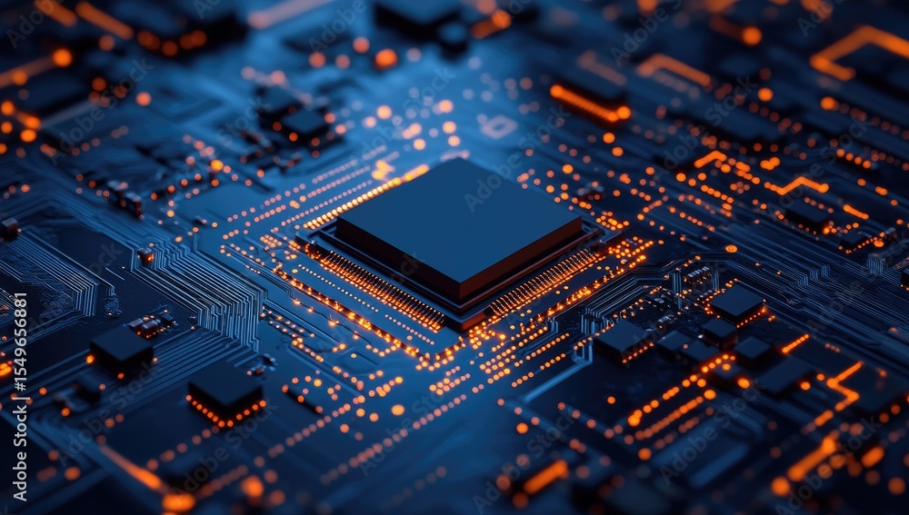 Poster close-up circuit board with central processor