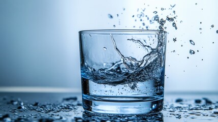 Splashing water in a glass