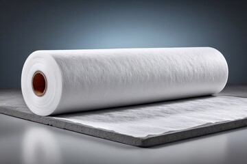 Fototapeta premium Roll of sticker paper unveiled in industrial setting showcasing versatile crafting material minimalist design