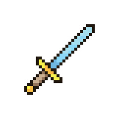 Fototapeta premium Colorful Simple Flat Pixel Art Knight Sword