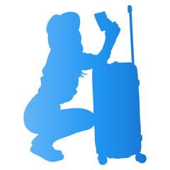 Traveler Women Silhouette. Vector Illustration in Gradient Color.