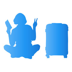 Traveler Women Silhouette. Vector Illustration in Gradient Color.
