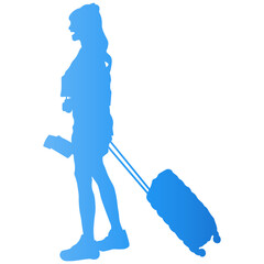 Traveler Women Silhouette. Vector Illustration in Gradient Color.