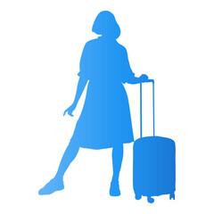 Traveler Women Silhouette. Vector Illustration in Gradient Color.