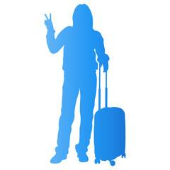 Traveler Women Silhouette. Vector Illustration in Gradient Color.