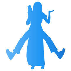 Traveler Women Silhouette. Vector Illustration in Gradient Color.