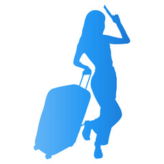 Traveler Women Silhouette. Vector Illustration in Gradient Color.