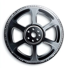 Obraz premium Silver-toned film reel icon