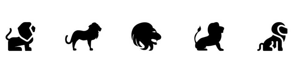 Lion icons set. Lion collection. Lion symbol. Vector Illustration.