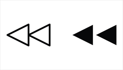 Rewinding button icon set. Double arrow glyph icon. Navigation pointer, indicator. Vector illustration isolated on white background.