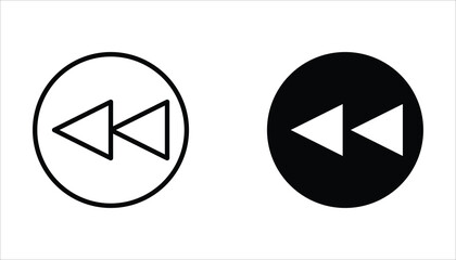 Rewinding button icon set. Double arrow glyph icon. Navigation pointer, indicator. Vector illustration isolated on white background.