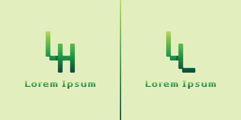 Letters LH and LL Pixel Monogram Logo, suitable for any business with LH HL LL initials