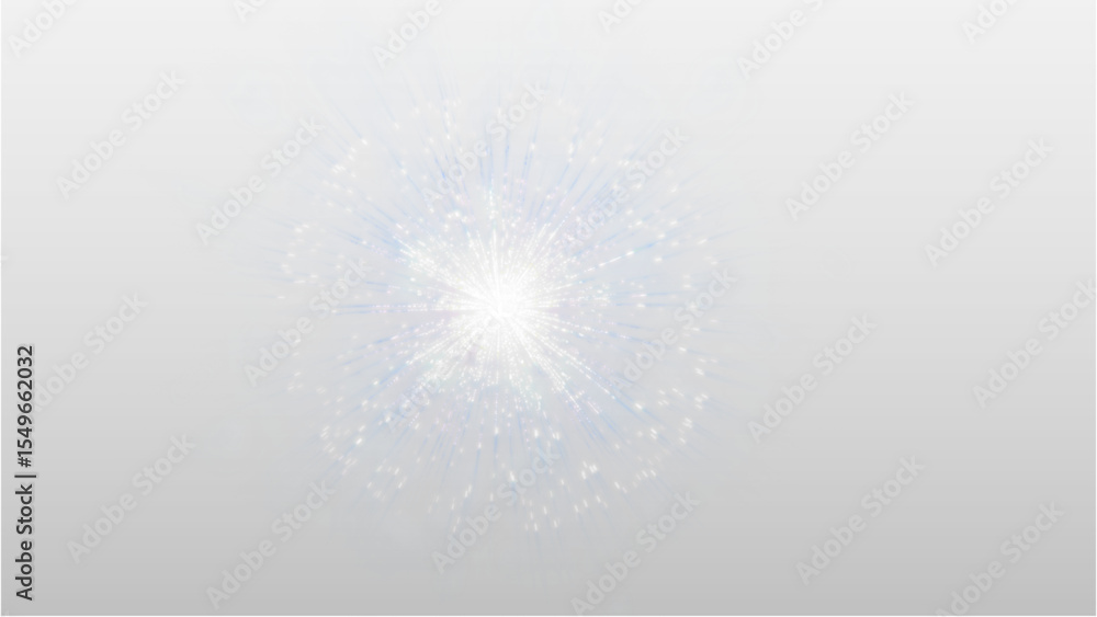 Poster central cosmic burst with particle expansion on transparent background for energy and sci-fi visuals