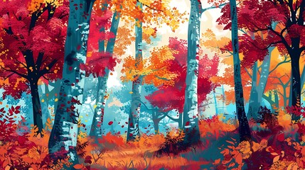 A tranquil snow-covered village nestled between towering pine trees under a full moon