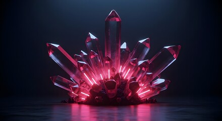 Crystal, Crystals, Cluster, Glowing Pink Crystal Cluster