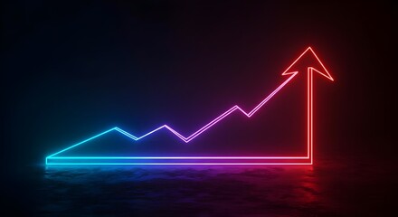 Neon, Growth, Chart, Neon Growth Chart - Upward Trend, Success, Progress