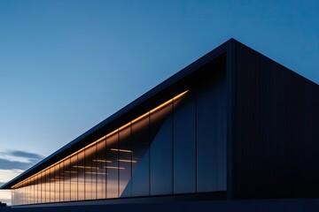 Fototapeta premium Modern dark building at dusk