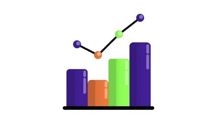 Animated Colorful Graph with Rising Business Bars - Powered by Adobe