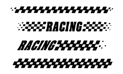 Racing flag vector icon on white background. Checkered flag. start and finish crossed flag. Racing flag.	