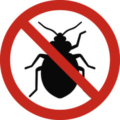 Anti insect sign depicting bug prohibition using red circle and slash symbol
