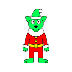 outline vector illustration of a cute dog dressed