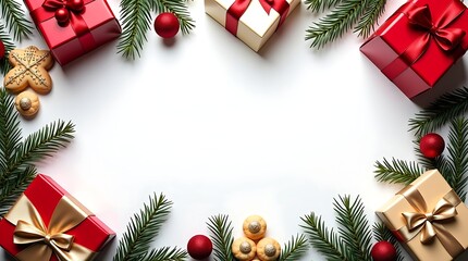 An exquisite vector emblem presents a distinguished Christmas frame, styled with a graceful border of intertwined golden elements and soft glitter, ideal for gift cards.