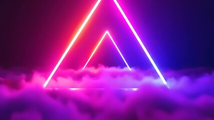 Neon Triangle Portal Cloudscape Dreams in a Digital Realm. - Powered by Adobe