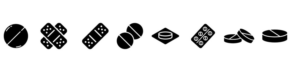 Pills icon vector set. antibiotic illustration sign collection. medicines symbol. drug logo. medicine mark.