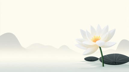 White lotus blooming in water
