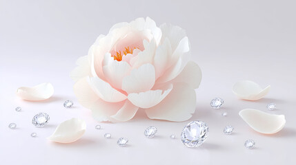 A white flower and some diamonds