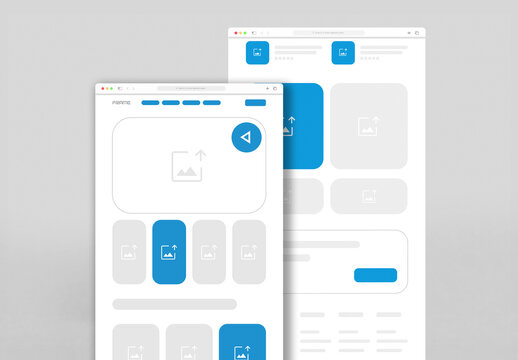 Clean Web or Mobile UI UX Wireframe Template for Image Upload