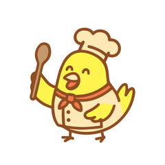 Cute Chef Chicken with a Spoon