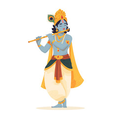 Lord Krishna playing the flute, a digital illustration for Hindu culture celebration