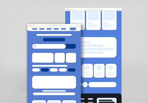 Dark Mode Web or Mobile UI UX Design with Search and Content Blocks