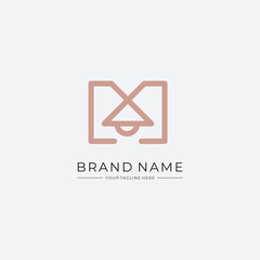 Naklejka premium Simple and modern line M lamp logo design template elements