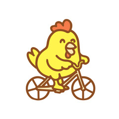Happy Yellow Chicken Riding a Bicycle