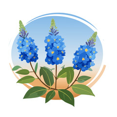 Vibrant Illustration of Bluebonnet Flowers in Full Bloom, A Texas Wildflower Beauty