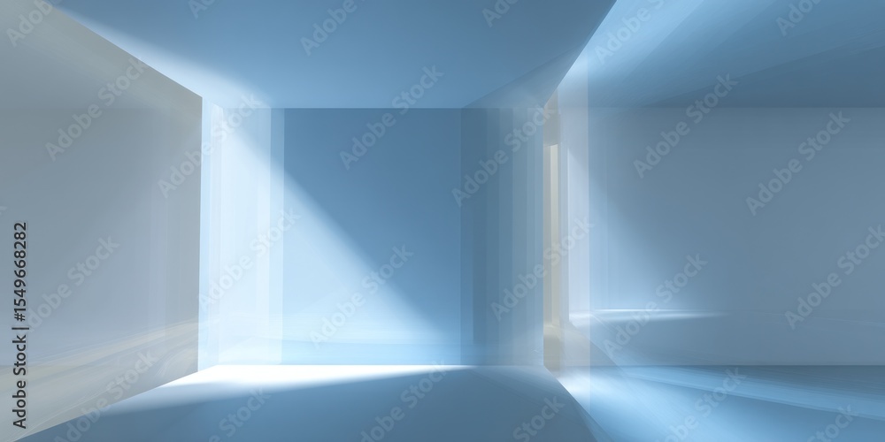 Poster a minimalist interior with light and shadows creating a serene and abstract architectural space view