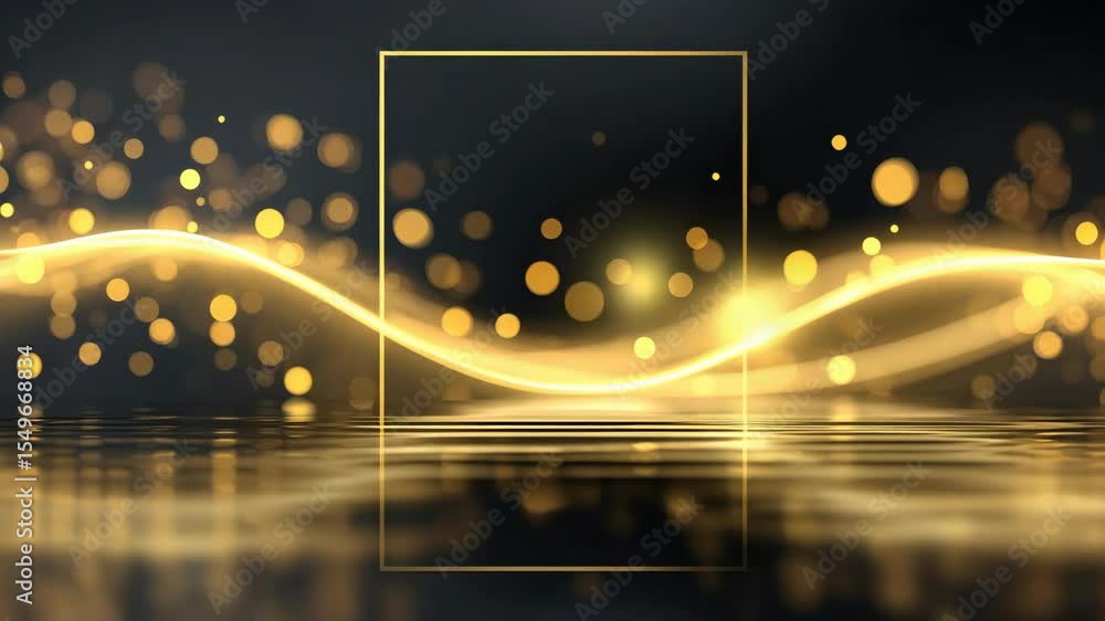 Aufkleber elegant golden wave pattern with sparkling light reflections on dark background