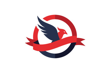 Duel of Bird and Ribbon in a Circle Logo Icon Design
