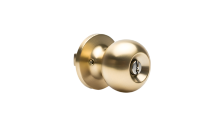 Golden Door Knob Shines on Transparent Background, Illustrating Security and Privacy