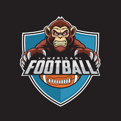 american football club logo monkey vector illustration design